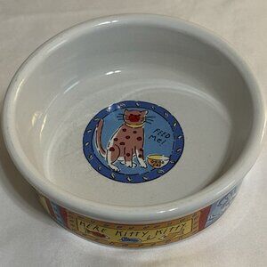 Feed Me! Cat Dish 5" Food Water Pet Bowl Signature Riviera Van Beers Stoneware